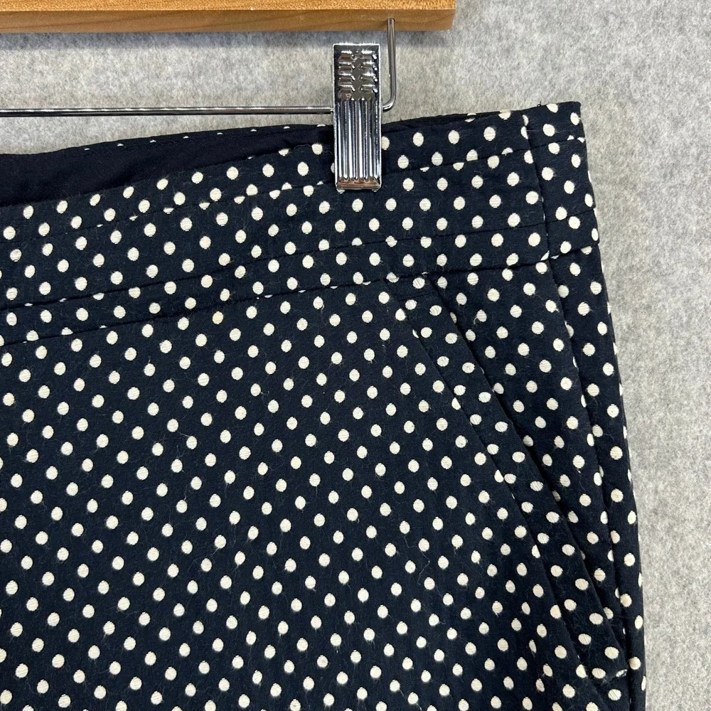 Tory Burch Jacquard Polka Dot‎ Cropped Pants Navy Blue White Slim Leg Womens 10